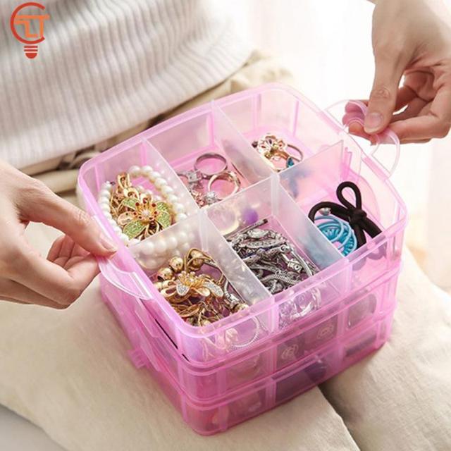 3 Layers 18 Compartments Clear Storage Box Container Jewelry Bead Organizer  Case Rangement Organizadoras Plastic Box - AliExpress